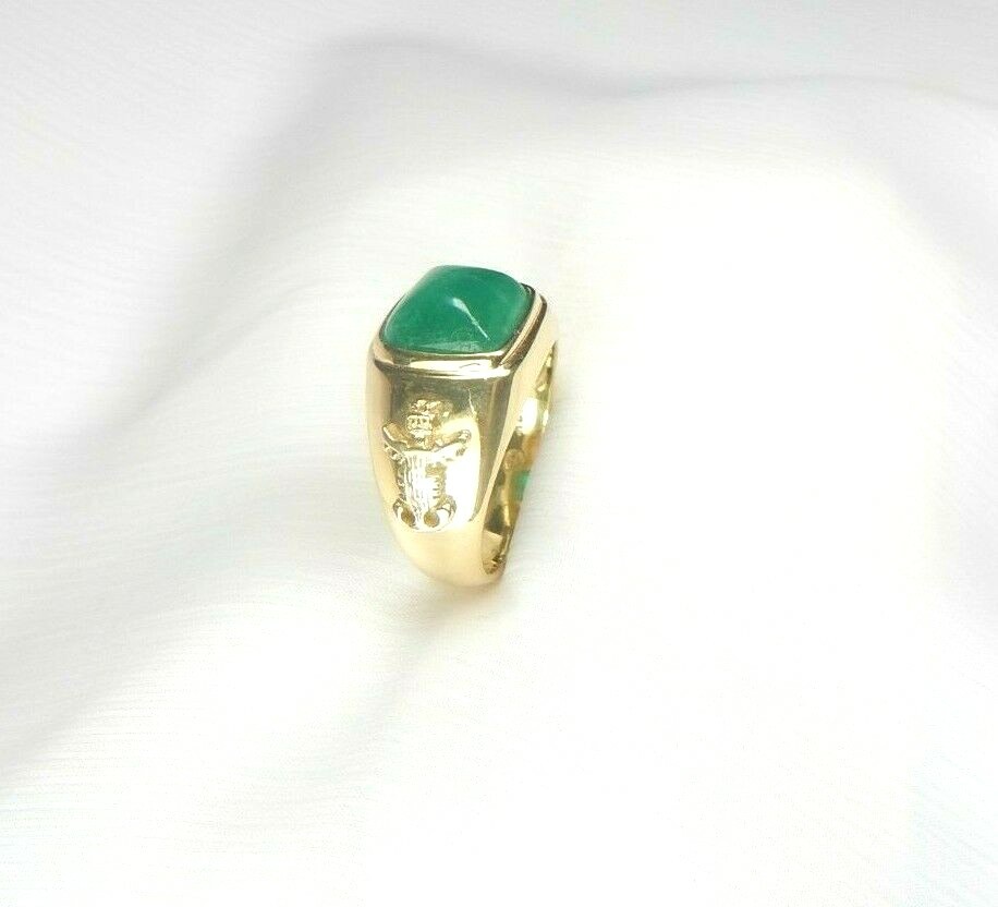 Colombian Emerald Ring Square Shape 5.05 Cts 18K Yellow Gold Size 9 US Muzo Mi