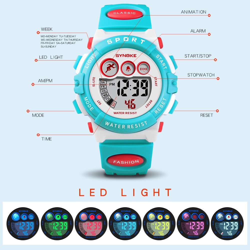 Boy and Girl Sports Watch Electronic Waterproof Watch Multifunctional Watch Gift