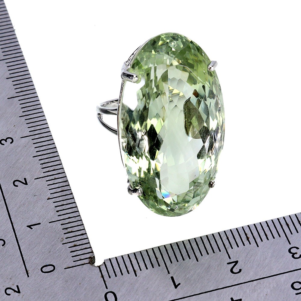 925 Sterling Silver Ring Oval Green Amethyst 43ct Handmade Gemstone Jewelry 6.5
