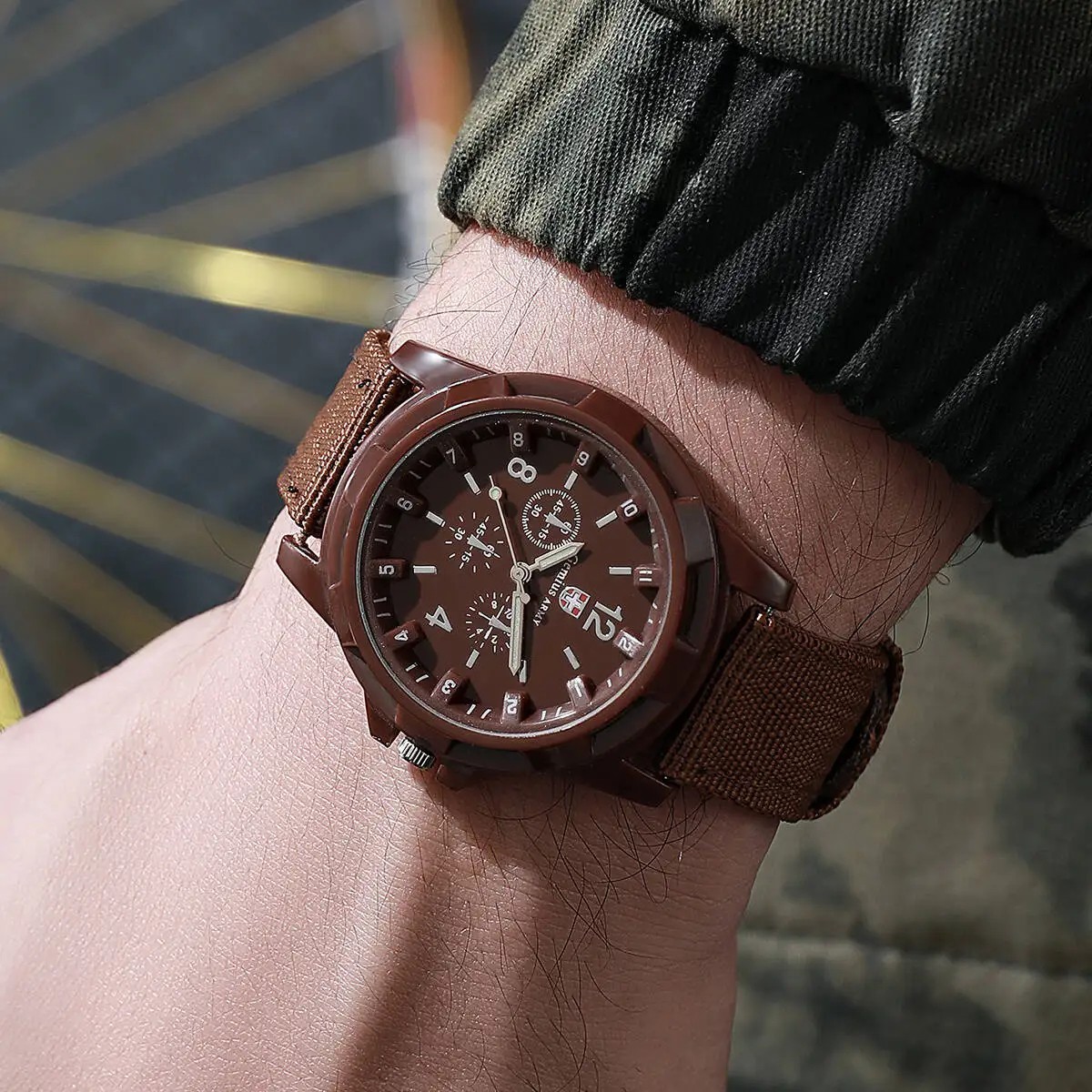 MILITARY Mens Outdoor Sport Army Quartz Analog Wrist Watch Nylon Band