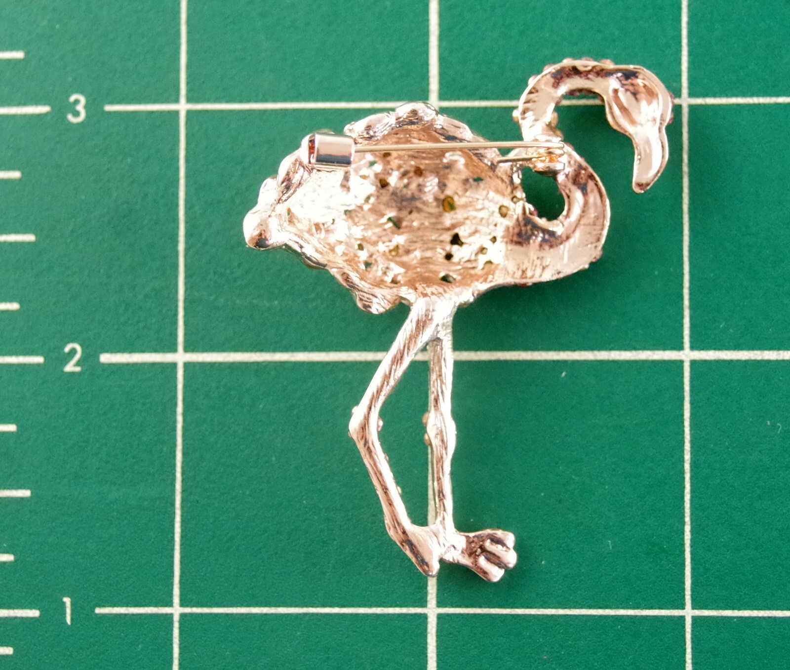2 1/8″ NWOT PINK & AB RHINESTONE & GOLD TONE PINK FLAMINGO BIRD BROOCH PIN