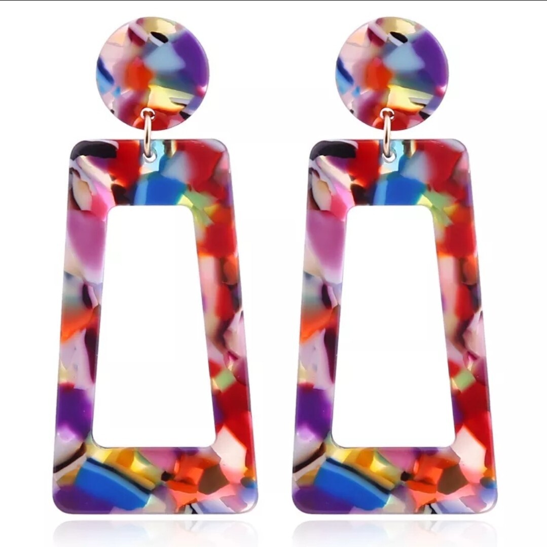 Trendy Dangle Drop Earrings Trapezoid Ear Hoop Simple 94-8