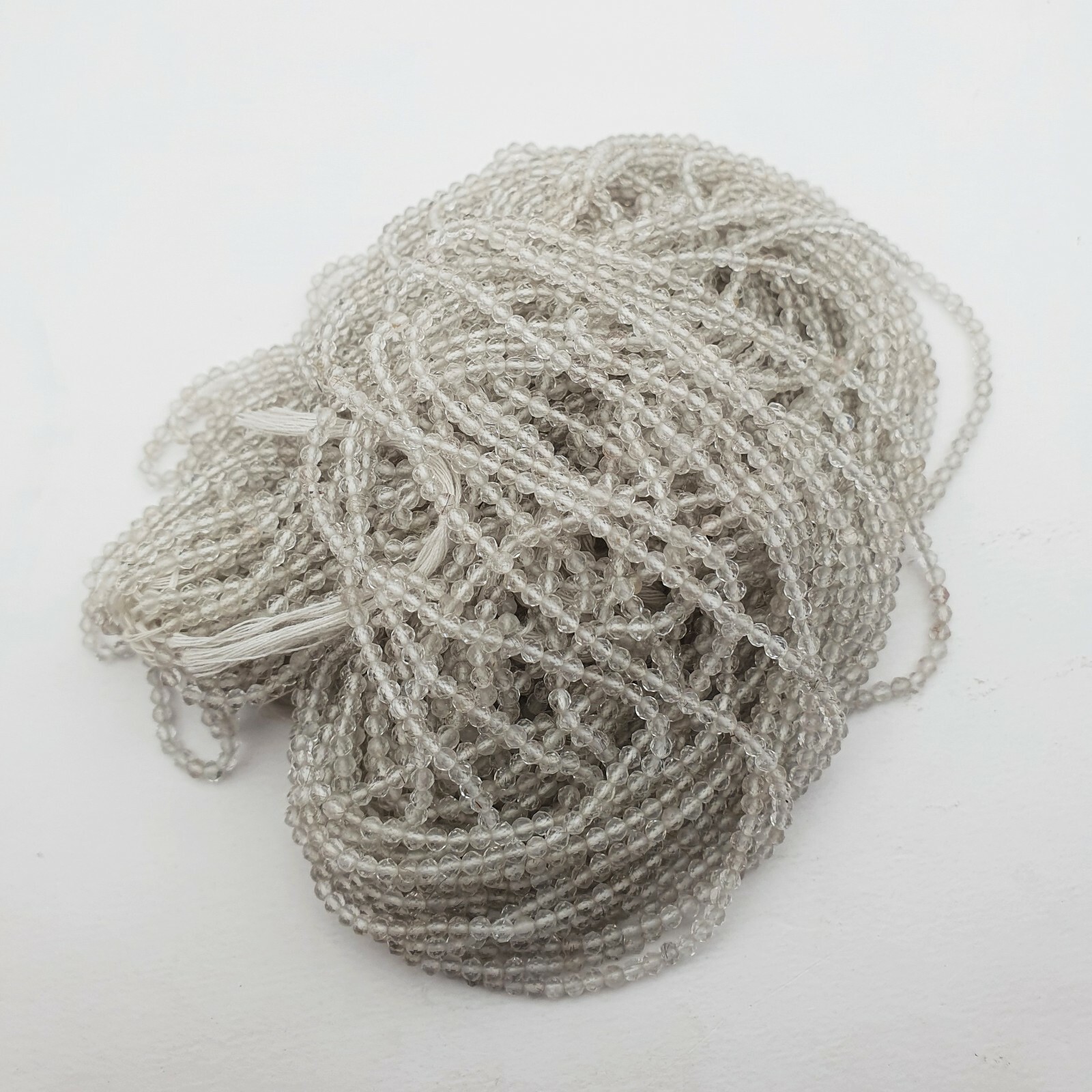 Natural Crystal Quartz Roundelle Faceted Beads Strand 2.40 MM 13 Inch.