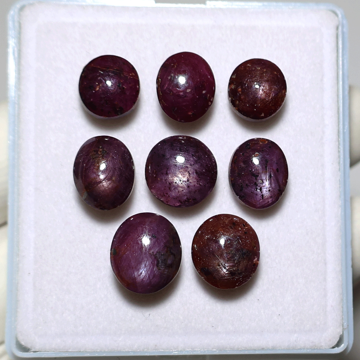 8 PC Cosmic Glow Star Ruby Cabochons – Silky Red Asterism – 10.6mm-13.5mm Parcel
