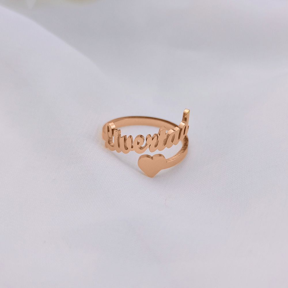 Personalized Name Ring Custom Engraved Stainless Steel Adjustable Band Gift