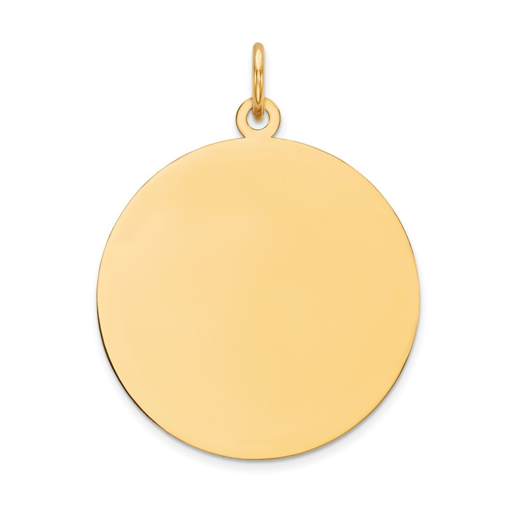 Real 14K Yellow Gold Plain .018 Gauge Circular Engravable Disc Charm