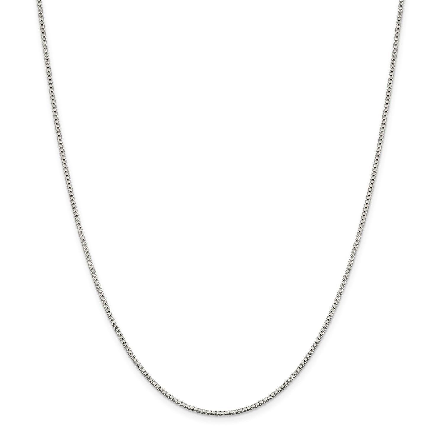 Sterling Silver Solid Polished 1.4mm Plain Box Chain w/ Lobster Clasp 16″ – 36″