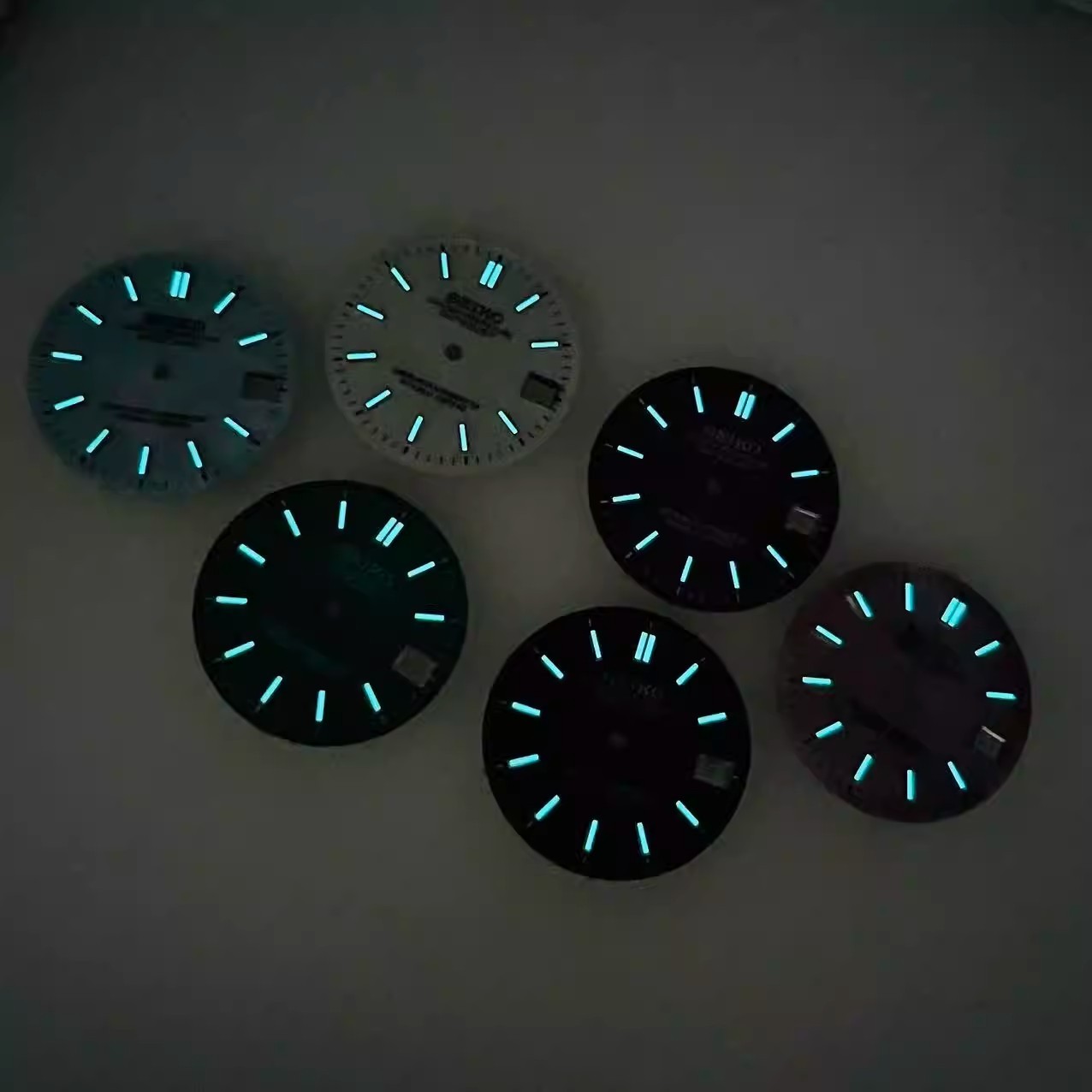 For Seiko 28.5mm Watch Dial Blue Green Luminous Fit NH35 NH36 Movement Parts