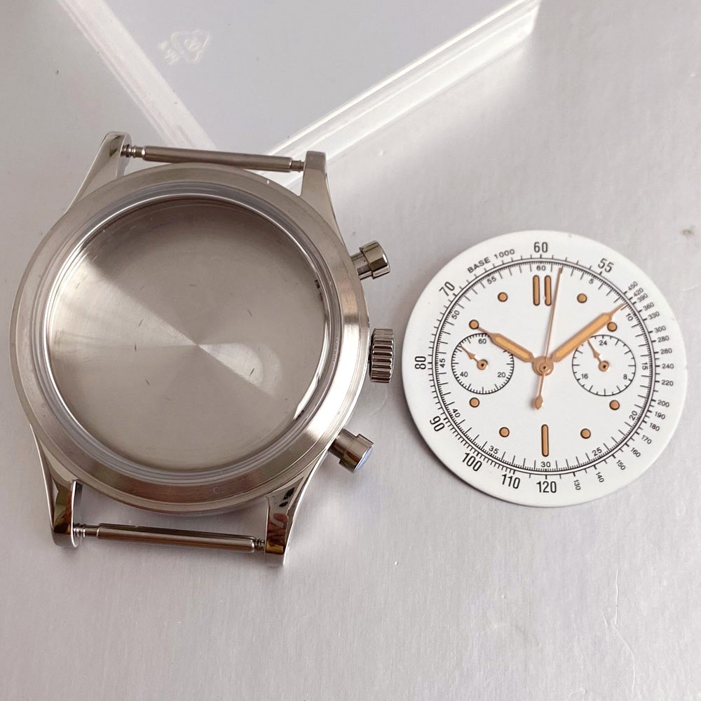 38mm Retro Stainless Steel Watch Case Dial For Miyota OS20 Chronograph Quartz