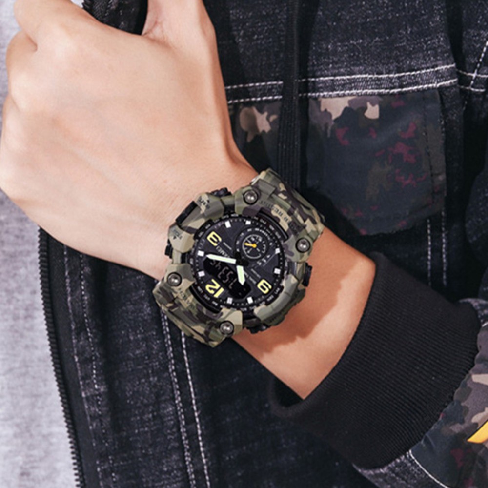 SKMEI Men Watch Shockproof Wristwatch Military Army Green Sport Digital Watches
