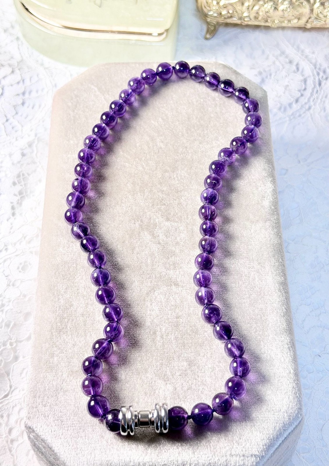 Judith Ripka Amethyst Beaded 17” Necklace with Sterling Silver Clasp