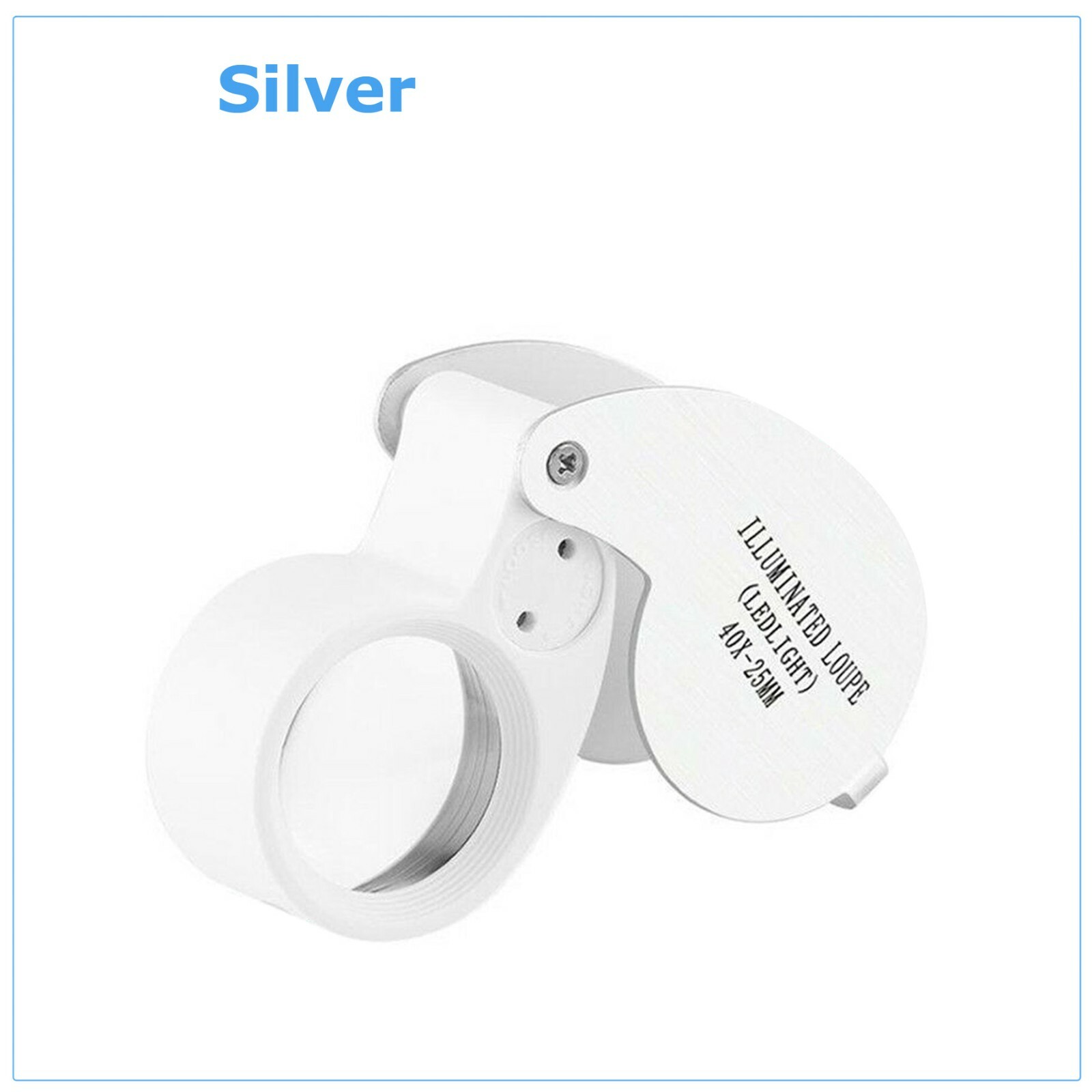 40X Magnifying Loupe Jewelry Eye Glass Magnifier LED Light Jewelers Loop Pocket