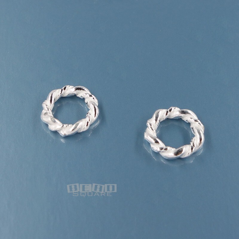 2 Sterling Silver Twist Rope Closed Jump Rings / Spacer Beads 2.2x 10.6mm #33147