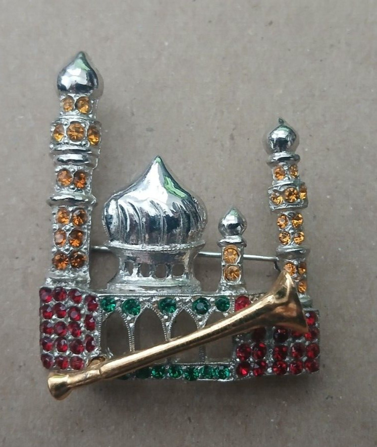 RARE ORA 3-D Taj Mahal Figural Rhinestone Brooch – Silvertone