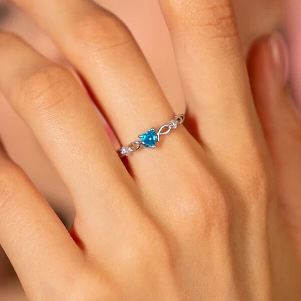 1.32Ct Simulated Aquamarine Ring 925 Silver Plated Tiny Ring For Valentine Gifts