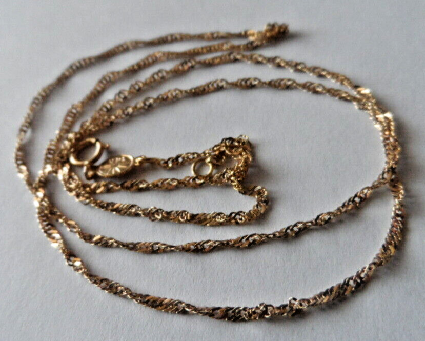 Vintage solid 14K Yellow Gold Singapore Chain 19″ long made in ITALY