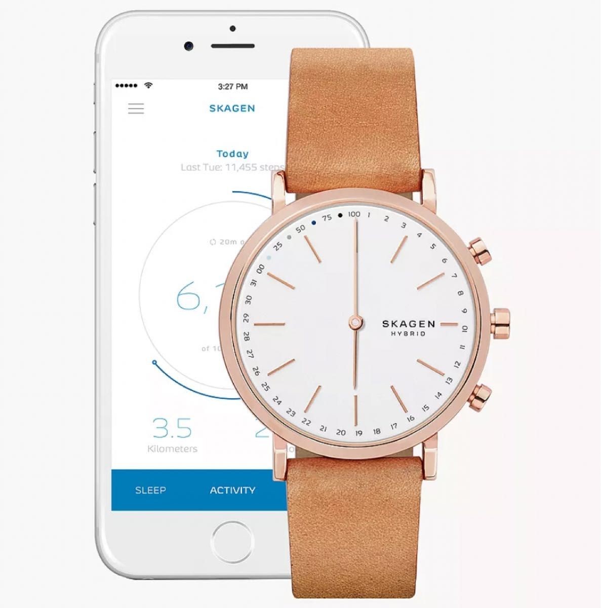 Brand New SKAGEN Hybrid Watch Light Brown x Pink Gold