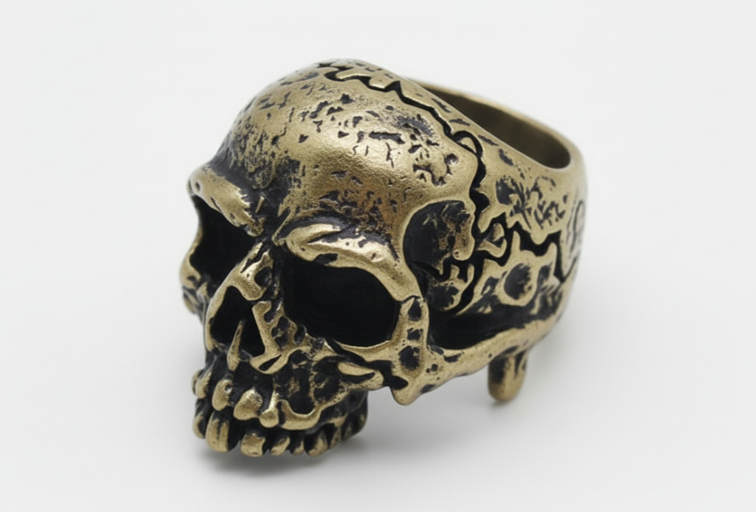 Big Bronze Skull Ring Antique Distressed “Bronze Look” Stainless Steel Biker 42