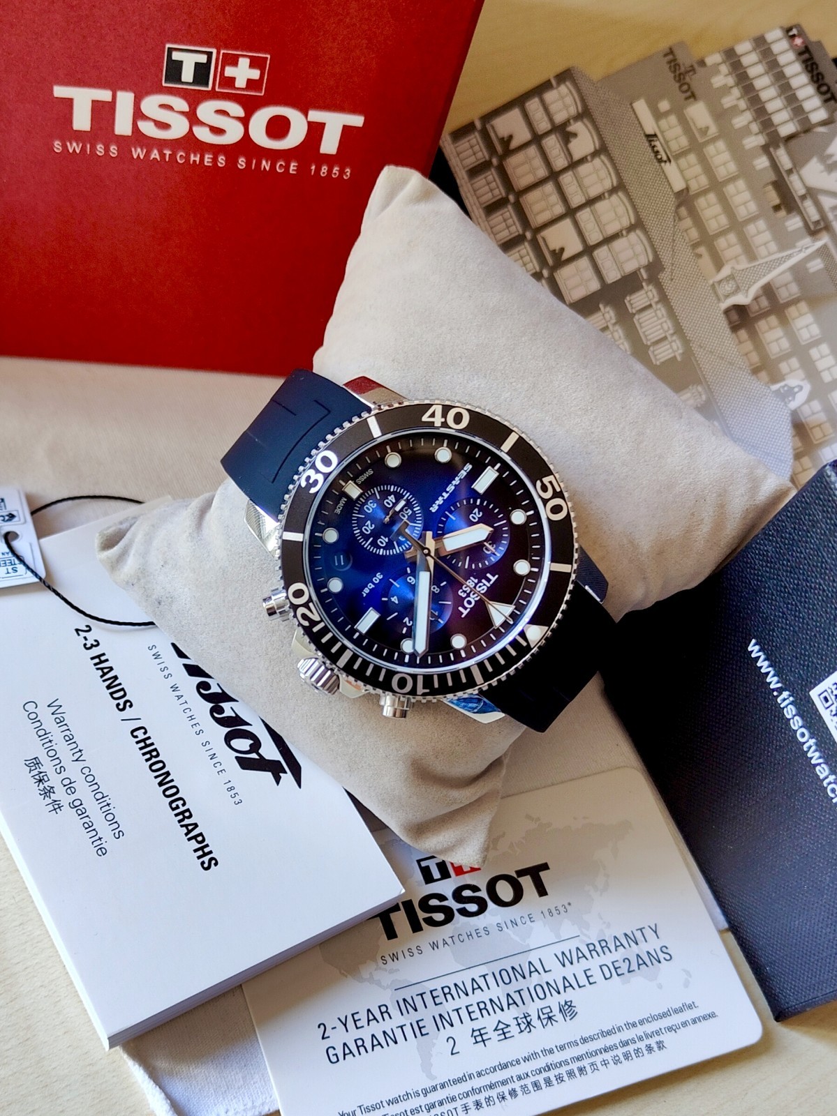 Tissot Seastar 1000 T-Sport Steel Men’s Chronograph Blue Black Dial Diver 300m