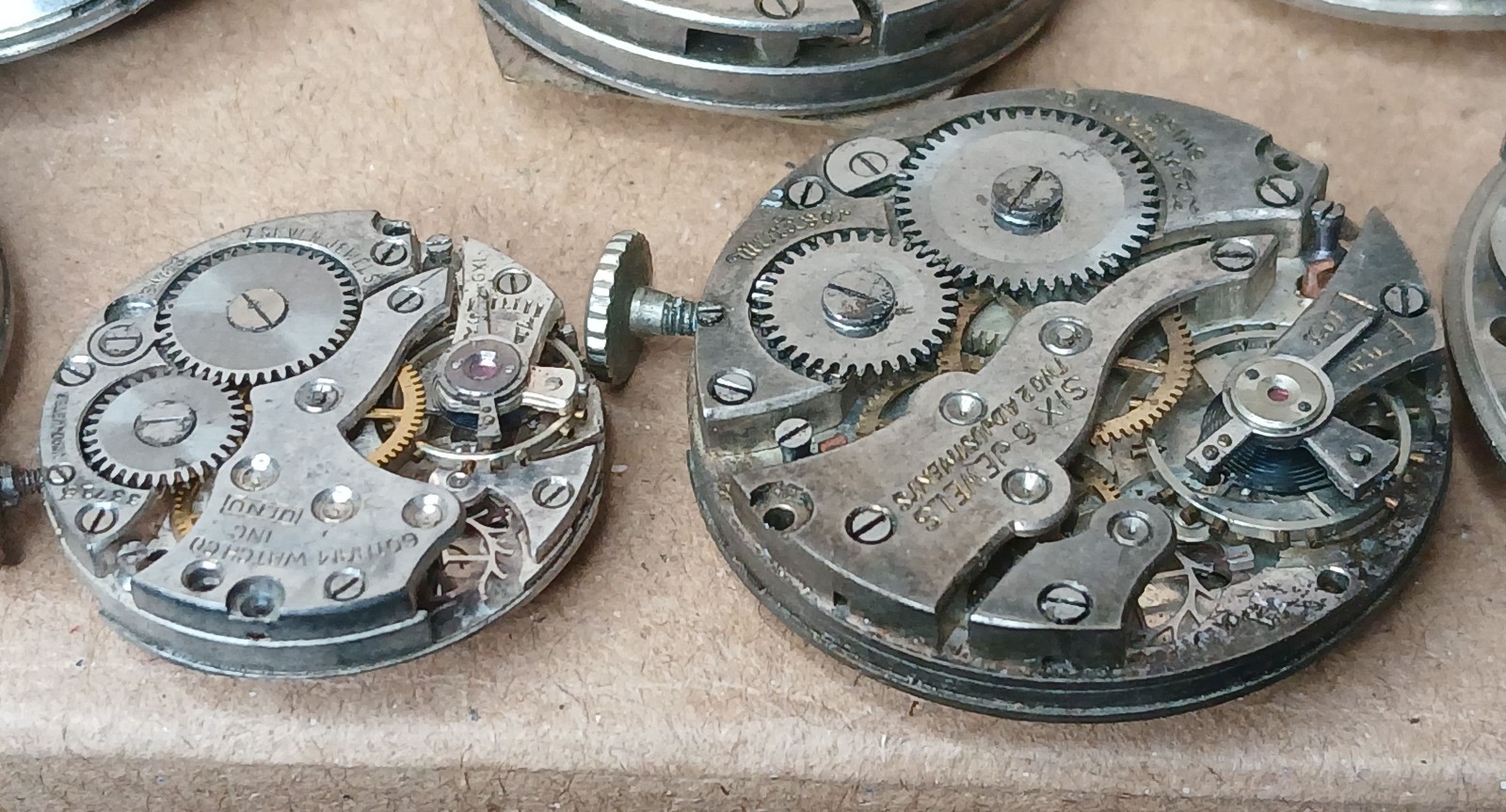Vintage Watch Movement Lot Benrus Westfield Windsor Sperina Saxony 10pc Parts