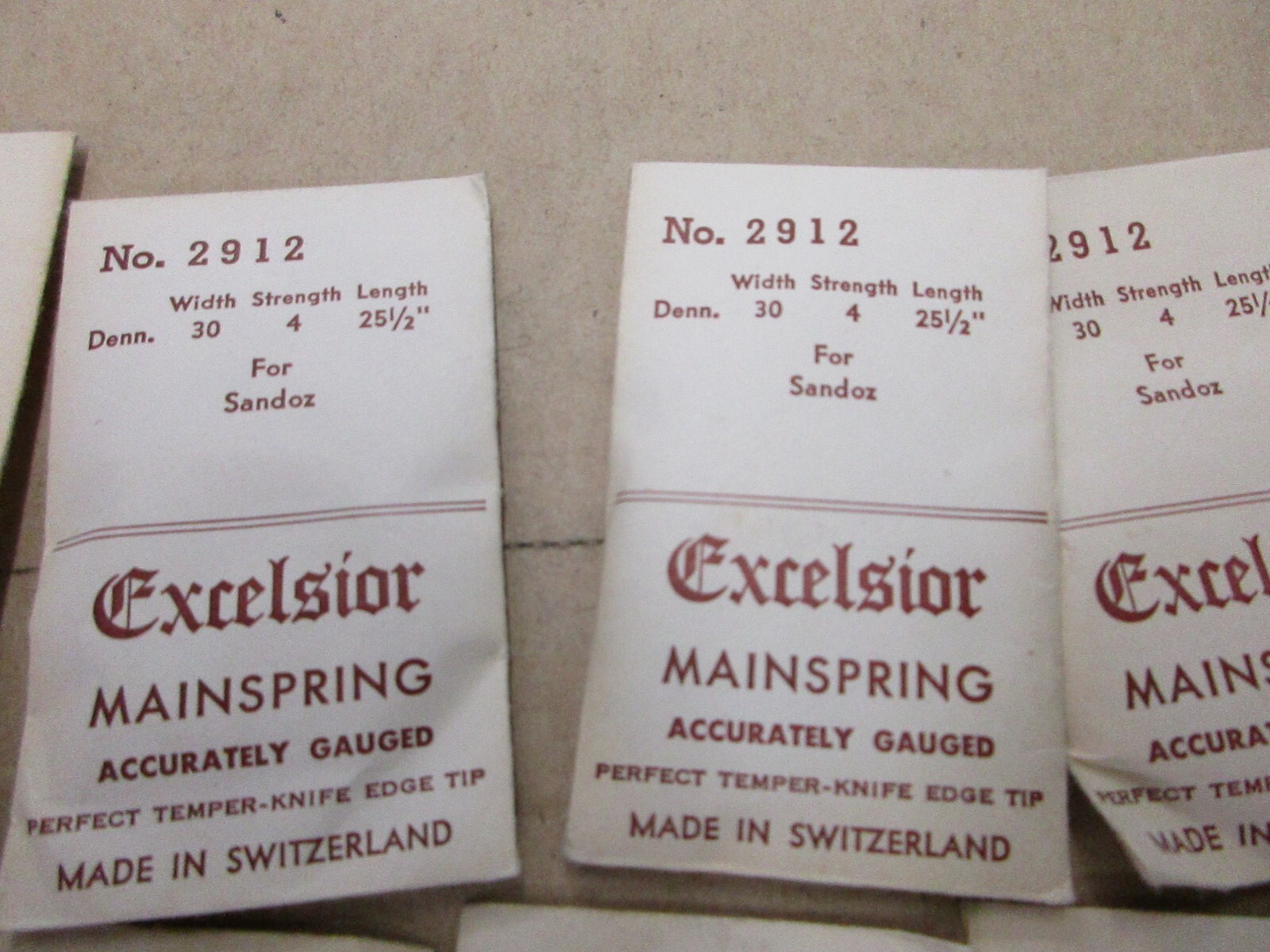 NOS Lot Assorted Excelsior Clock Mainsprings T 390.3 N0. 2912 Watch Repair Parts