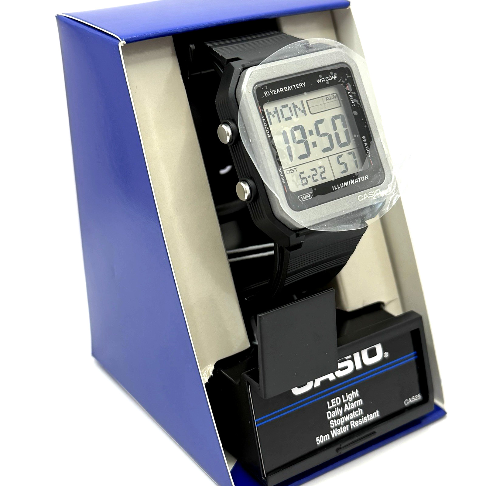 Casio Collection Standard W221H-1AV Black 10-year Battery Flash Alert World Time