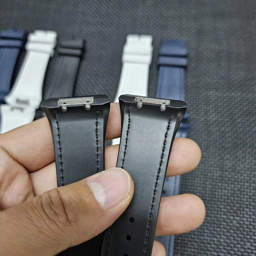 Croco Leather Rubber Watch Strap Fits Franck Muller V45 V41 Series Watches