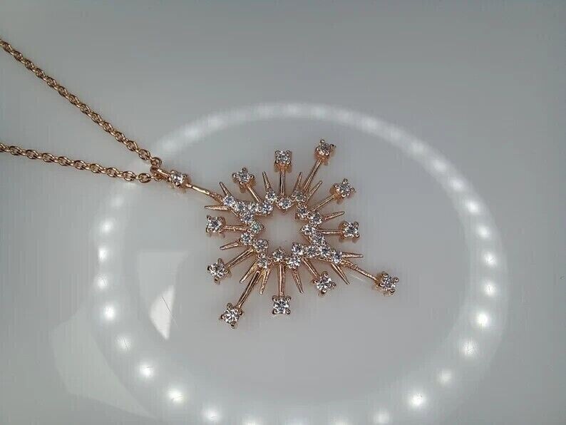 Round Cut Simulated Diamond Women’s Stunning Fancy Pendant 14k Rose Gold Plated