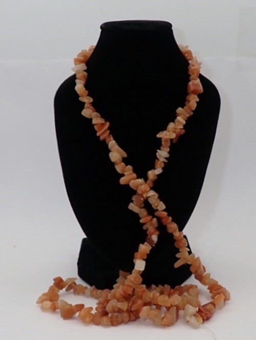 34″ Polished Natural Aventurine Medium Chip Necklace W/Nylon String, 1.6 Ounces