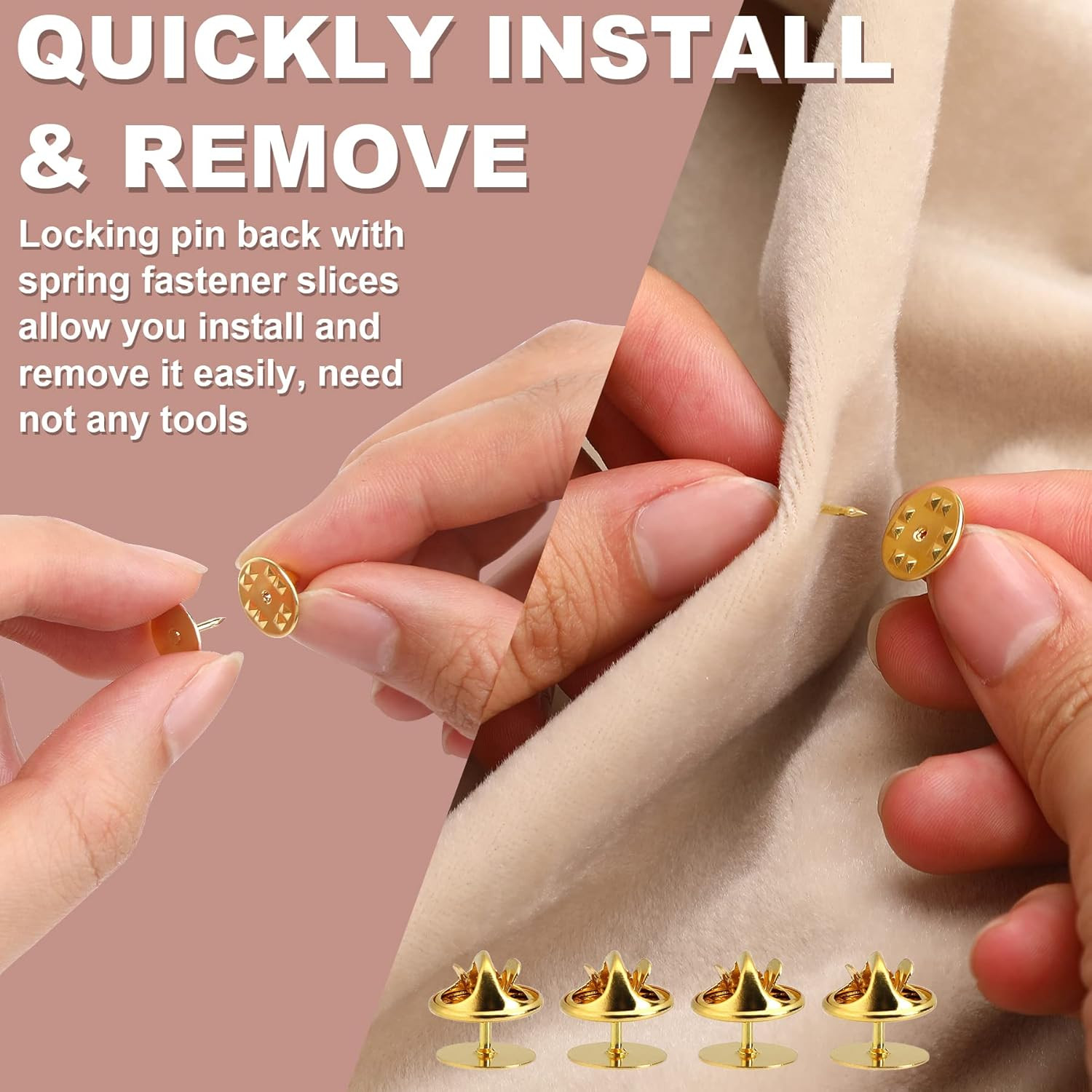 JANYUN 120 Pairs Butterfly Clutch Tie Tacks Pin Back Replacement with 8Mm Length