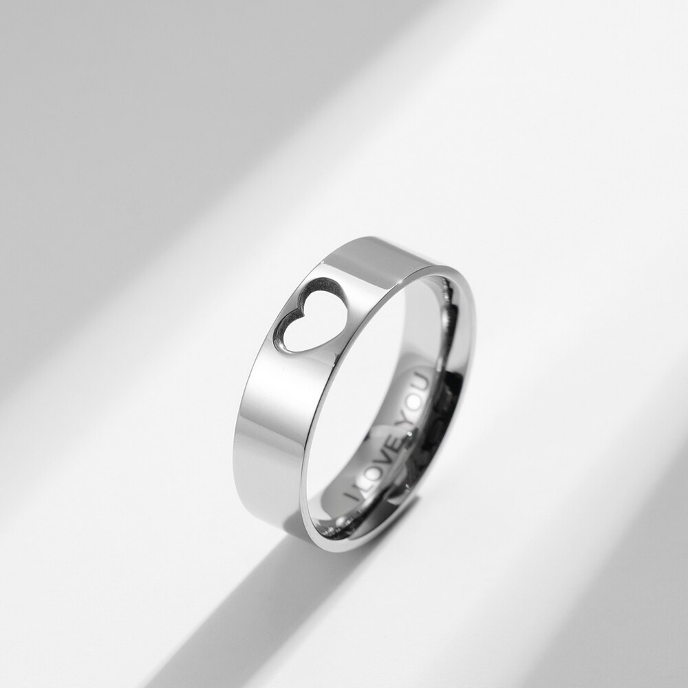 2PCS Matching Heart Couple Rings “I LOVE YOU” Wedding Engagement Promise Band