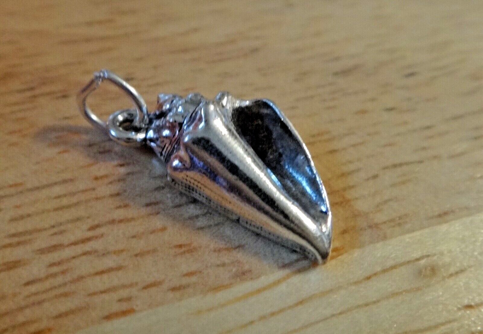 Sterling Silver 20x10mm 3.3gram Seashell Shell Beach Heavy Flat back Charm
