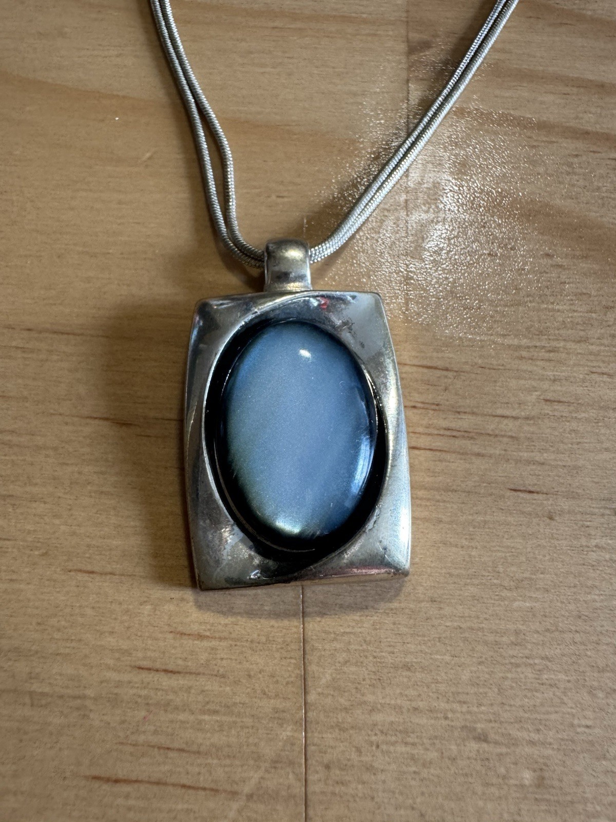 Vintage Kenneth Cole Blue Gray Moonstone Cabochon with Adjustable Snake Chain