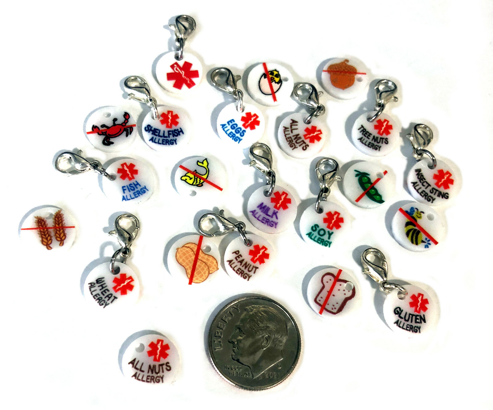 Medical ID Mini Charm Charms Food Allergies & More For Kids, Teens, Adults