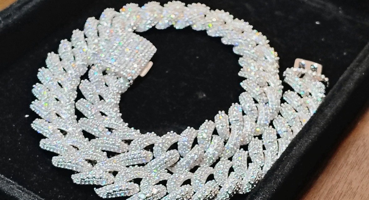 Iced Out VVS CZ Stones Miami Cuban Link Chain, 20 Inch, Luxury, Passes Tester