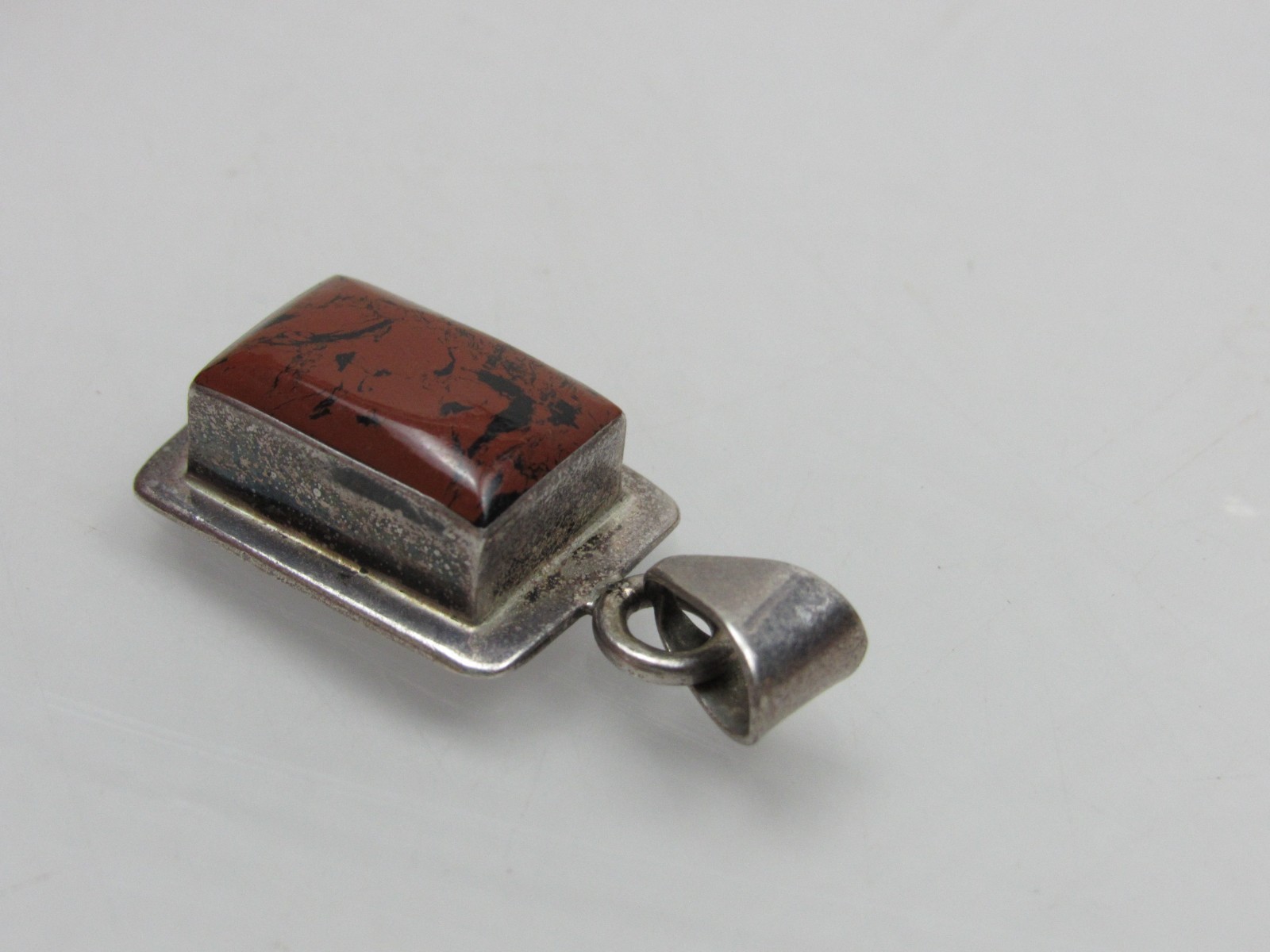 Vintage Mahogany Obsidian Sterling Silver Pendant Mexico 925