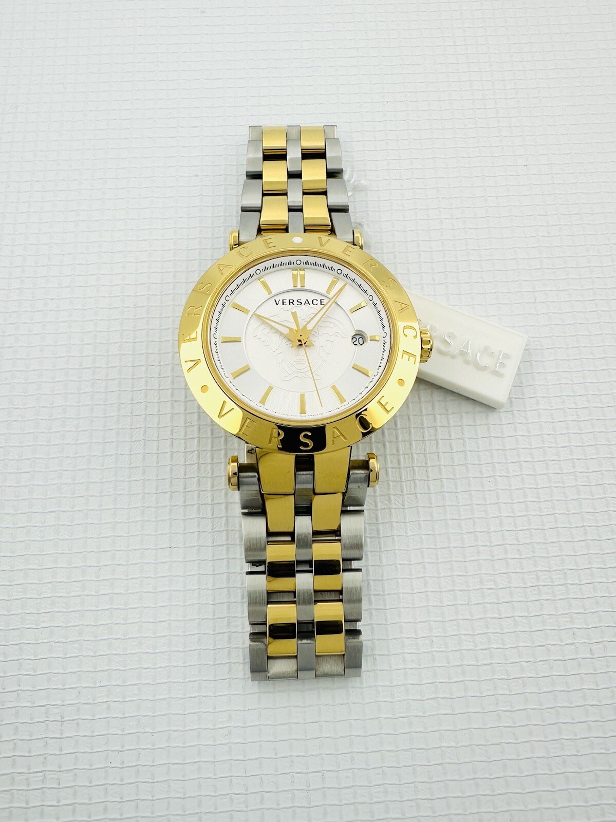 Versace VQP080015 V-Race 42mm Two-Tone Bicolour IP 2N + Silver Bracelet Watch
