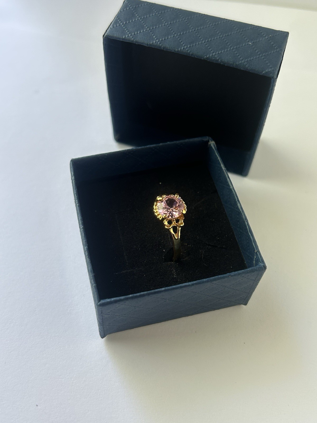 Vintage Pink Cubic Zirconia Ring Gold Plated Womens Size 9.5