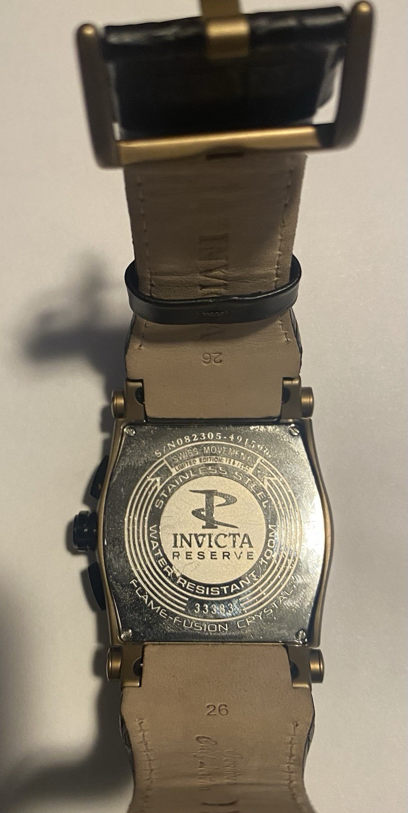 Invicta Men’s Watch Beige/ Brown Leather Band Reserve Model 33383