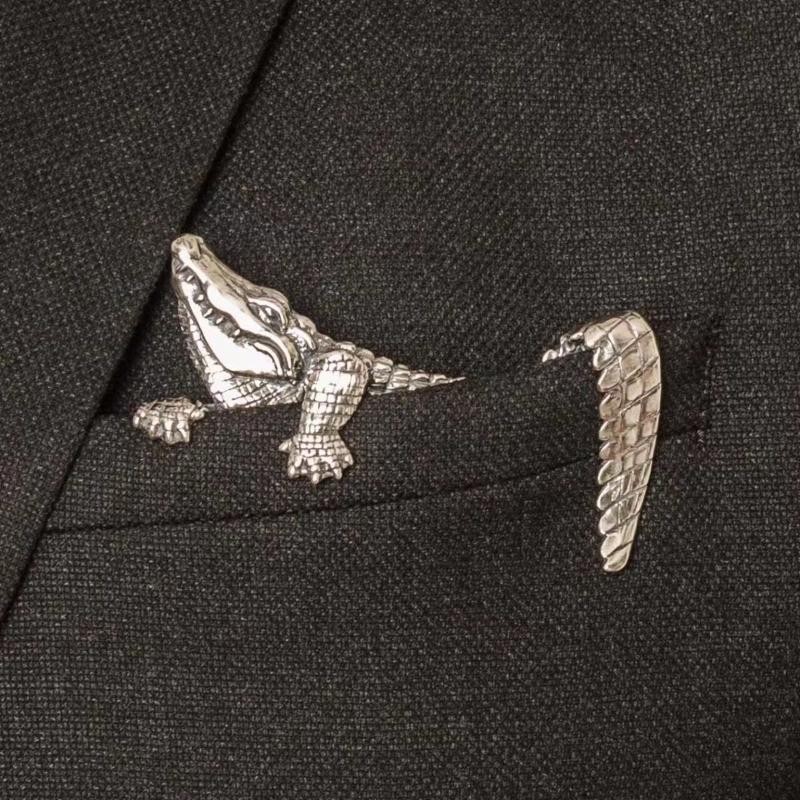 Retro Traditional Gentleman Suit Animal Shape Brooch Chest Pocket Decoration