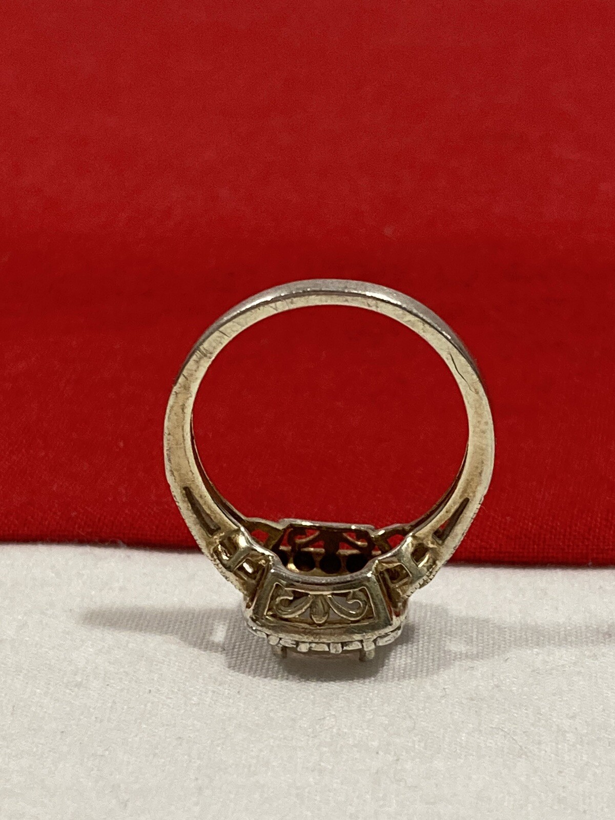 925 Signed Sterling Silver CZ Cubic Zirconia Halo Cocktail Band Ring SIZE 7.75