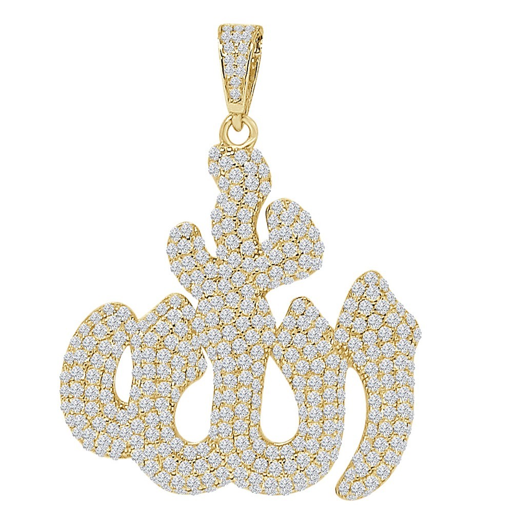 28+ Grams Big 2.5″ VVS1/D 5.50 Ct. Italian Silver Allah God Muslim Charm Pendant