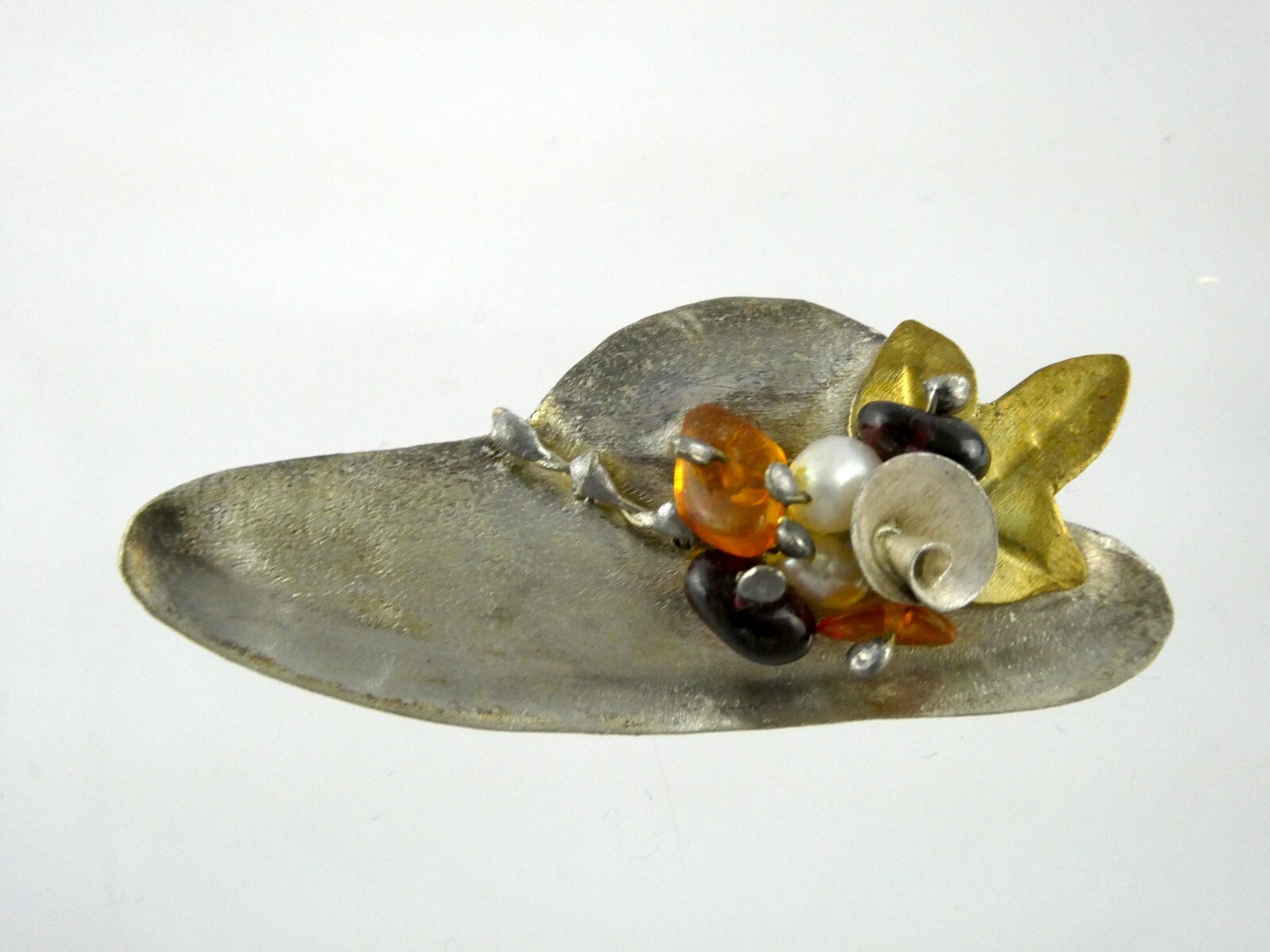 Vintage Handmade Sterling Silver Multi Gemstone Hat Pin or Brooch 925 6g 2 Inch