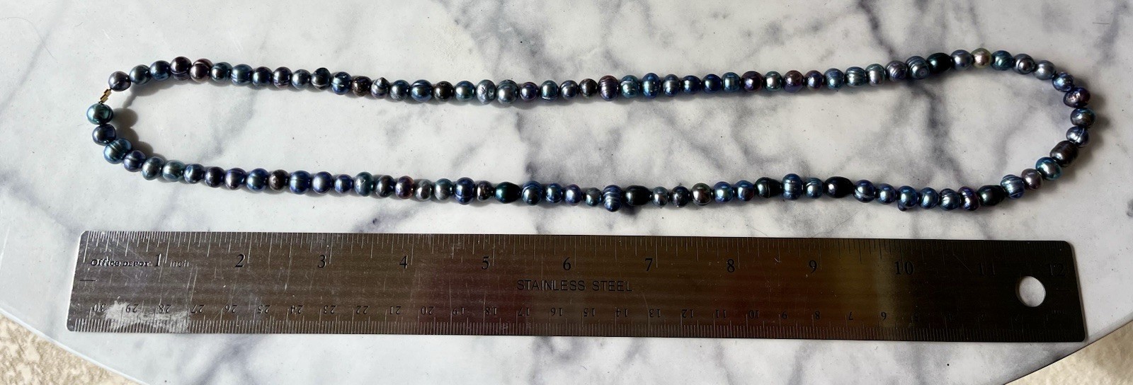 NEW: Natural Freshwater Black Baroque Pearl (@6-8mm) Handstrung Necklace 24 In
