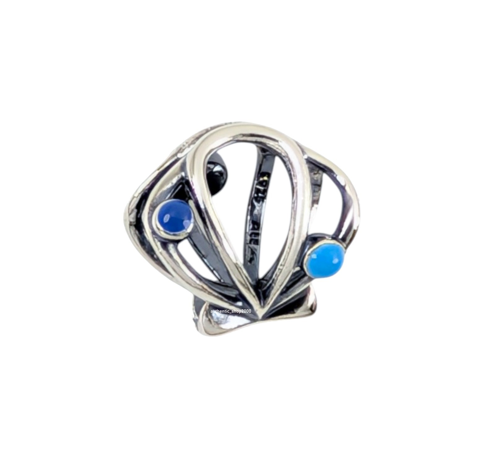 New 100% Authentic PANDORA 925 Ale Blue Sea Shell Openwork Charm 794695C01