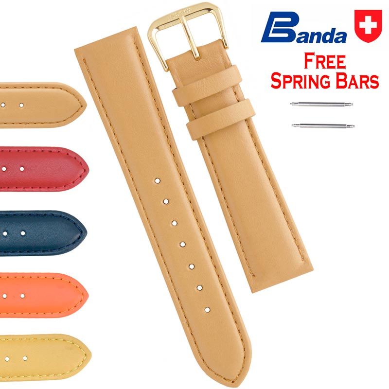 Banda Premium Grade Smooth Calfskin Fine Leather Watch Band (Sizes 12 – 20mm)