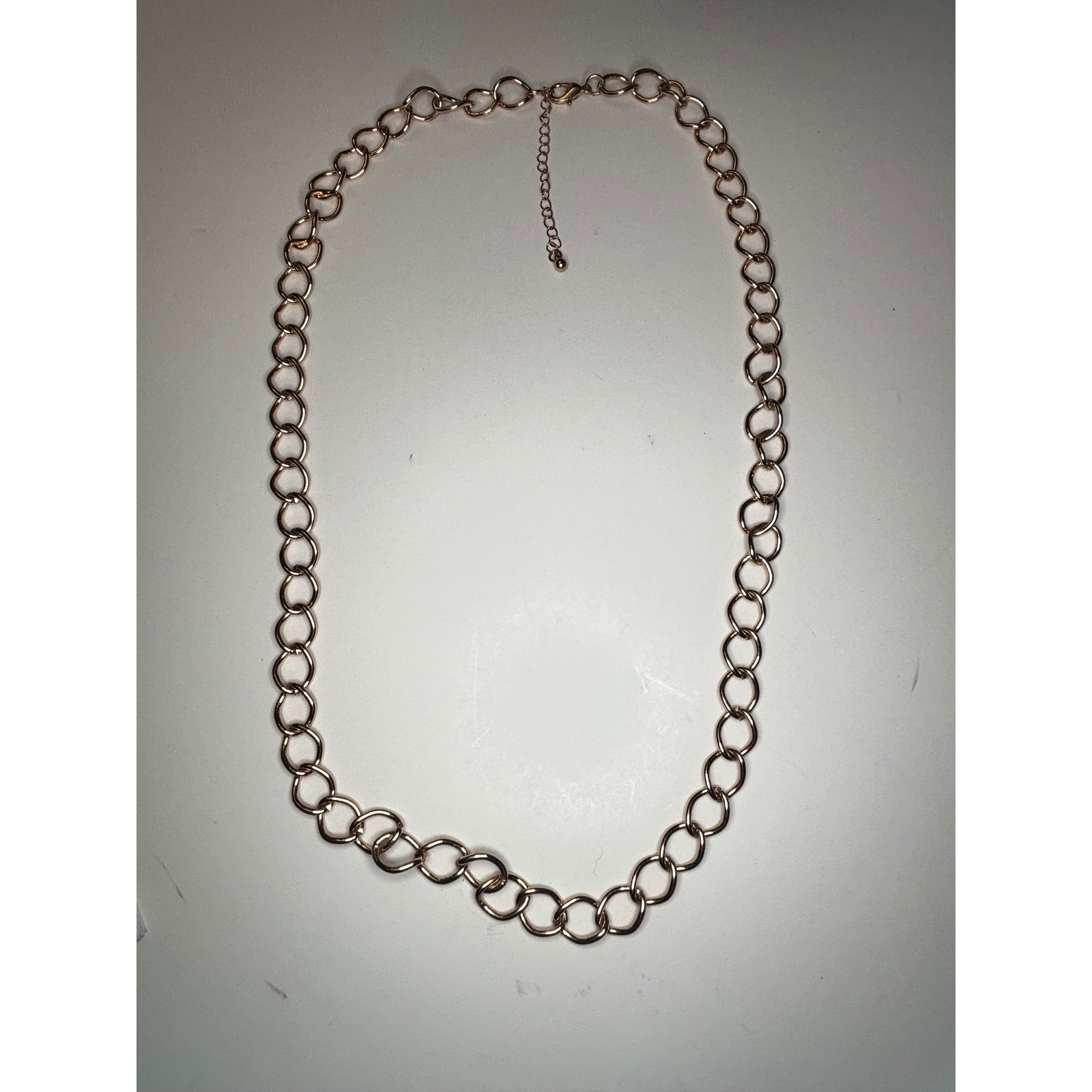 Oval Link Chain Necklace Gold Tone Long Statement Opera Length 31 Inch
