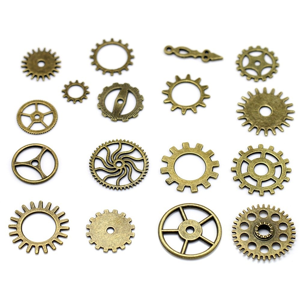 17Pcs Alloy Gear Pendant Charms Bulk for DIY Jewelry Making Golden Steampunk