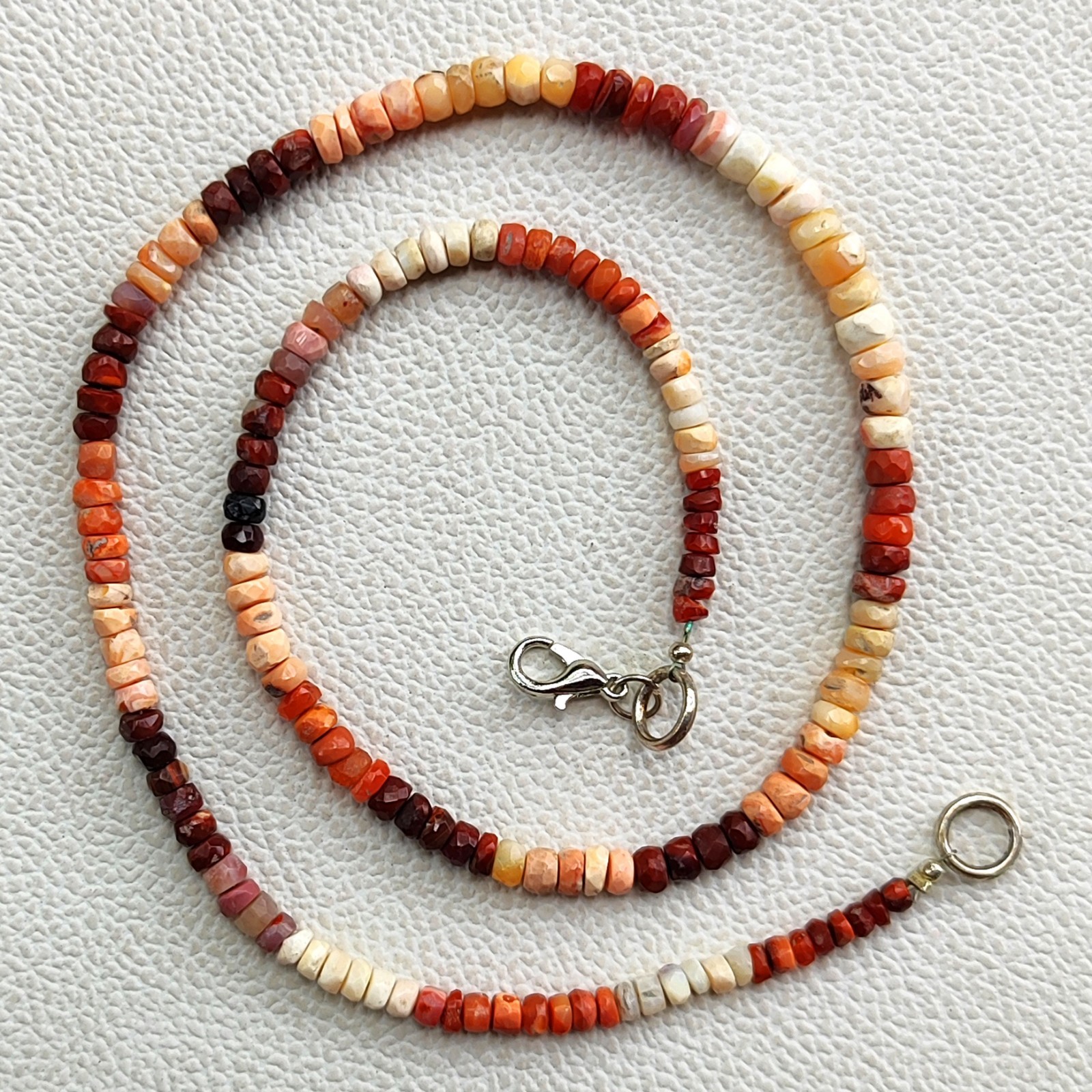 Mexican Orange Fire Opal Gemstone 4-5mm Faceted Rondelle Shape Beads 17″ Gems