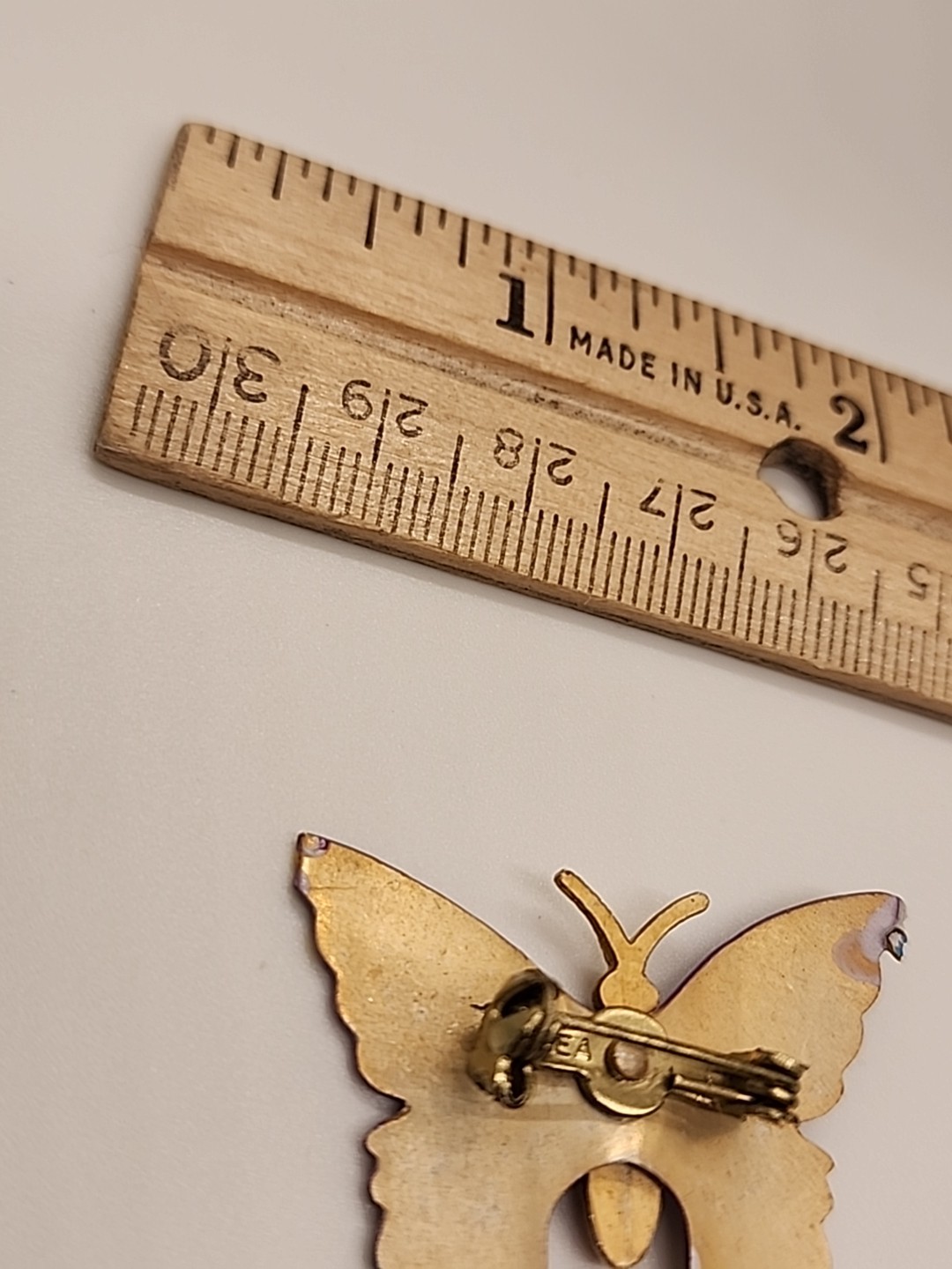 Vintage 1970’s Purple Yellow Enamel Butterfly Korea Signed